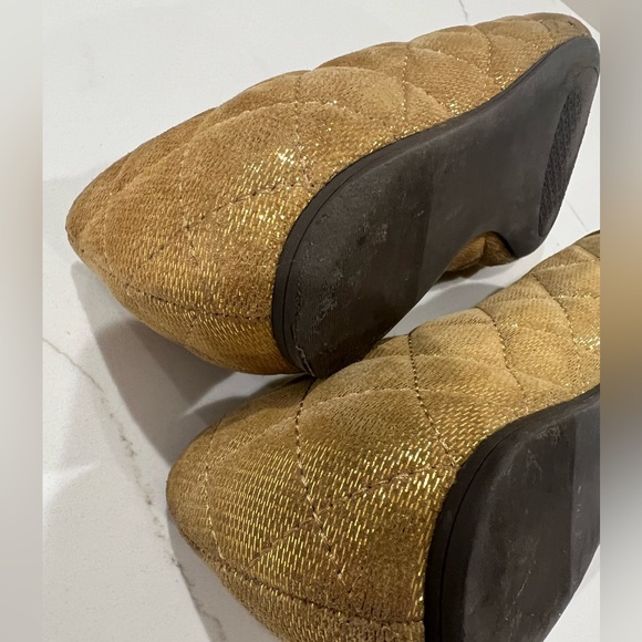 Tory Burch Leila Gold leather Shimmer Loafers Size 7.5 - Picture 10 of 11